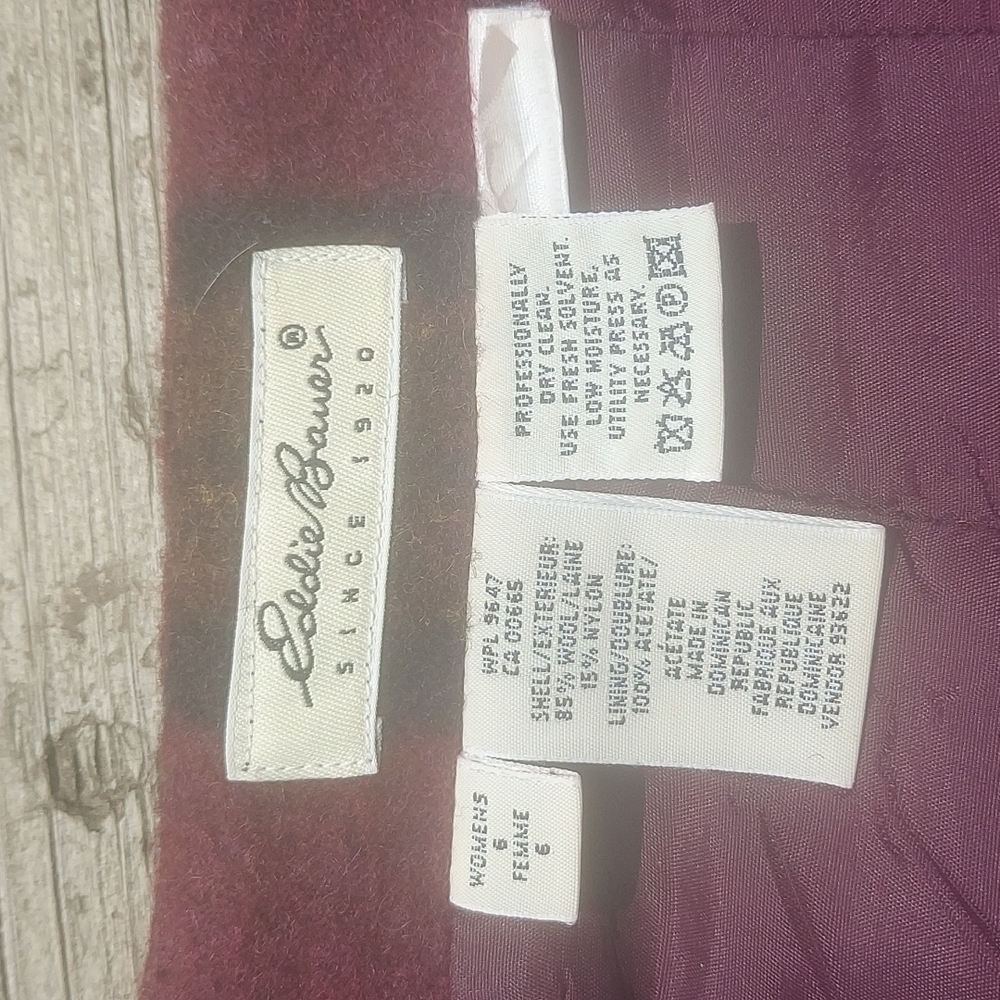 EDDIE BAUER Red Plaid Straight Fully Lined Wool - Picture 5 of 5